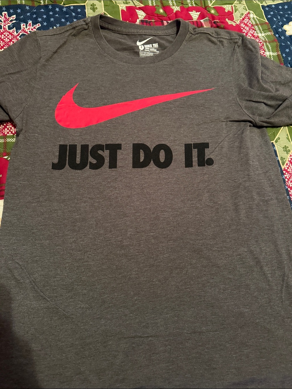 Nike Charcoal T‑Shirt with Pink Swoosh